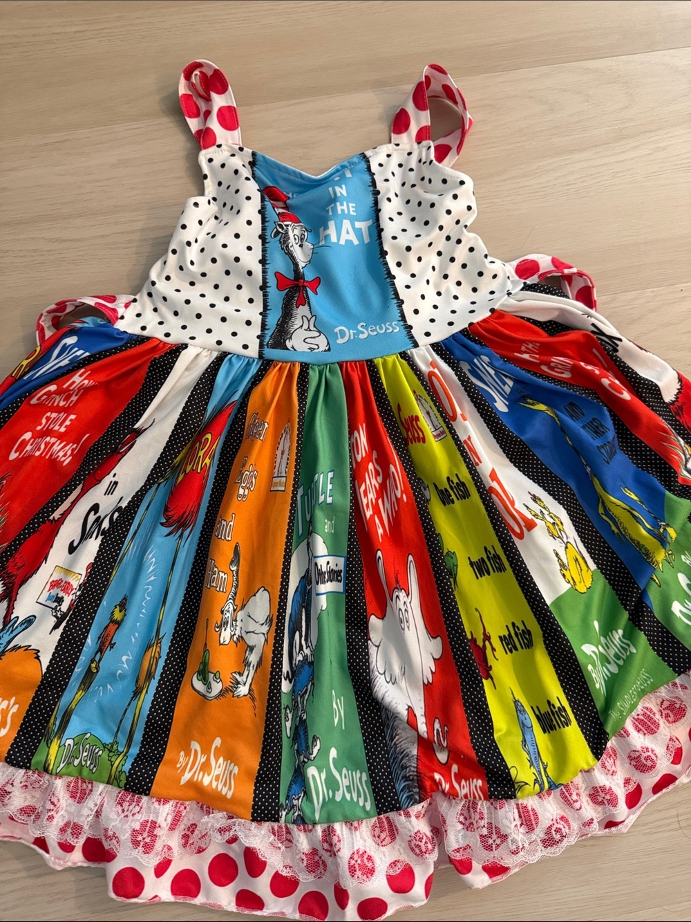 Dr. Seuss Multicolor Polka Dot Panel Girls' Dress Costume